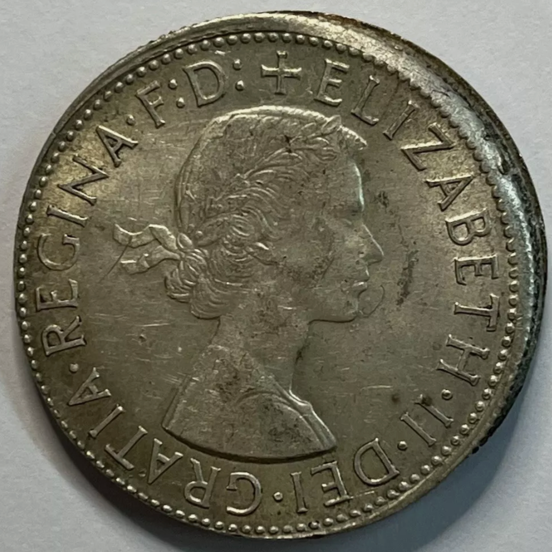 1961 Florin - Out of Collar Misstrike Error with Lip