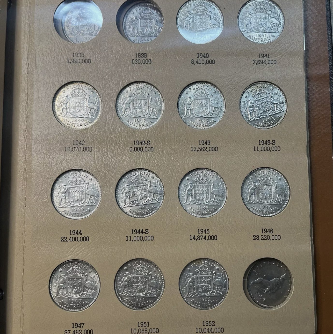 1940 to 1963 Florin Coin Date Set - Uncirculated