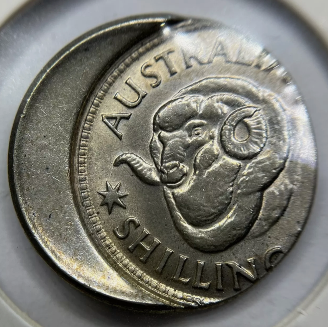 Shilling Error Coin - Major Off Centre 30% Out of Collar Uncirculated