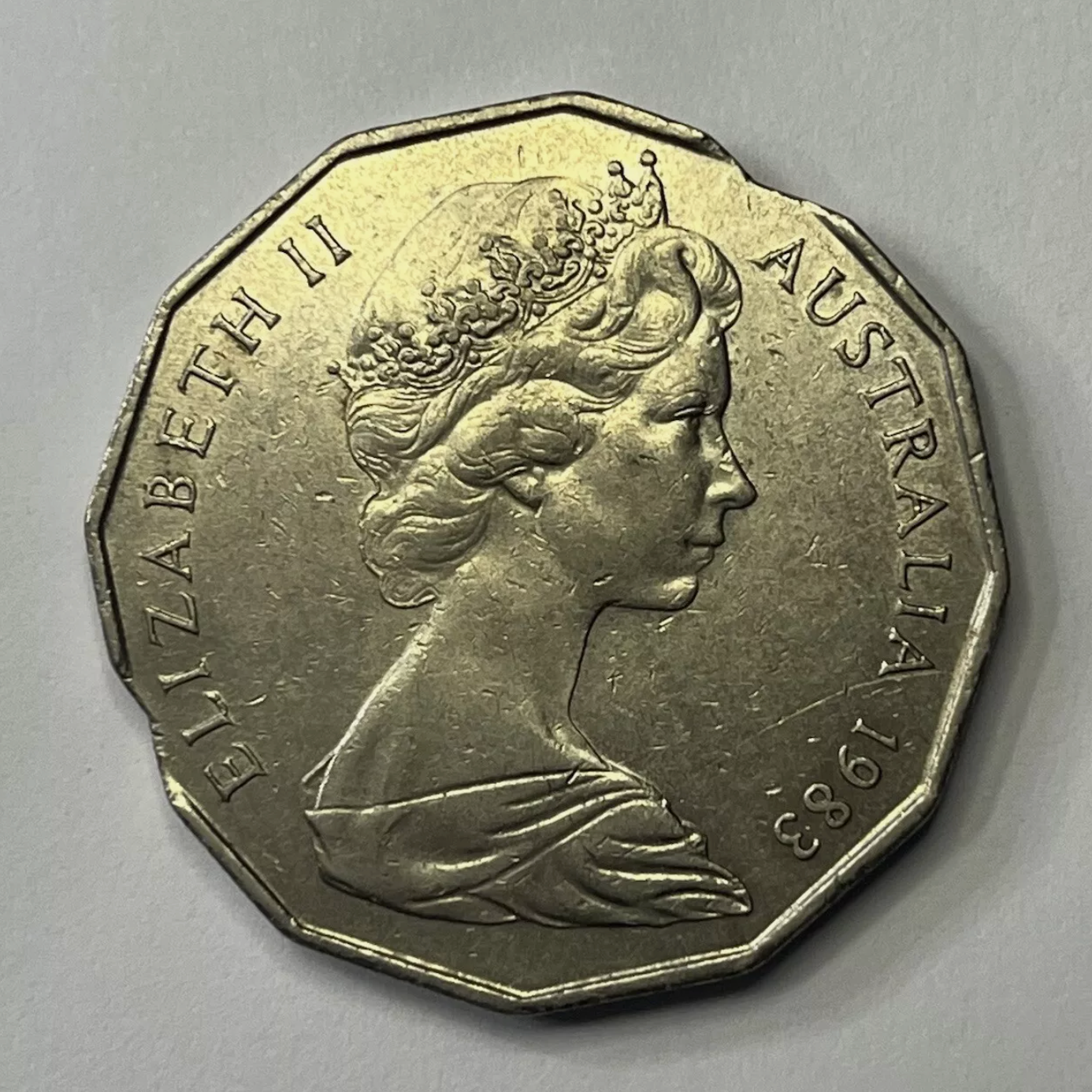 1983 Fifty Cent Coin - Double Clip Error - Very Fine