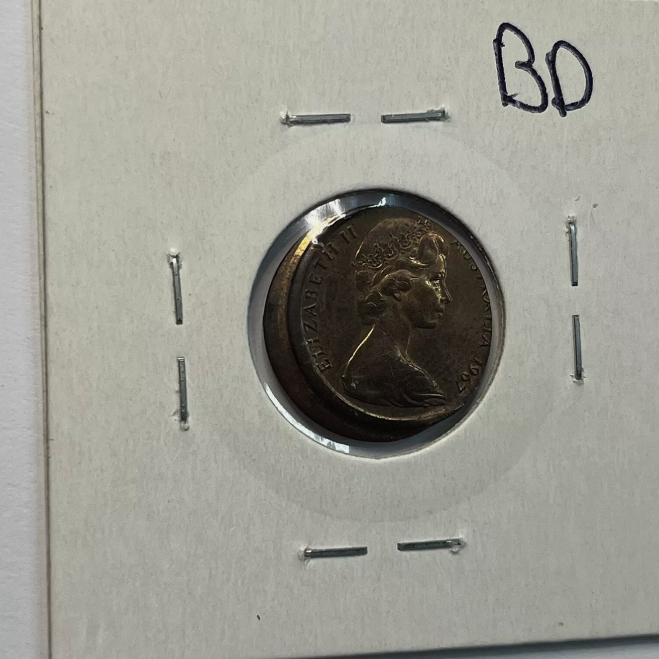 1967 Two Cent Coin - Off Centre Strike and Lip Error - Uncirculated