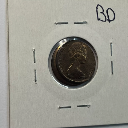1967 Two Cent Coin - Off Centre Strike and Lip Error - Uncirculated