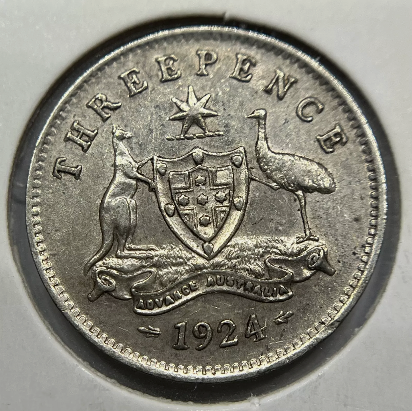 1924 Threepence Coin - almost Extremely Fine