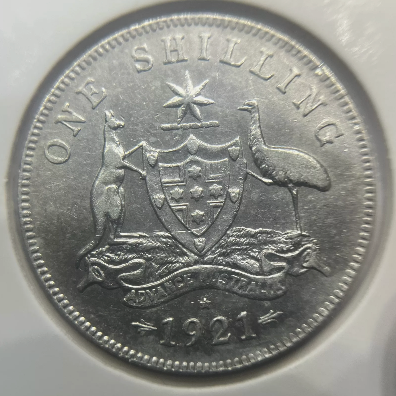 1921 Star Shilling Coin - almost Extremely Fine