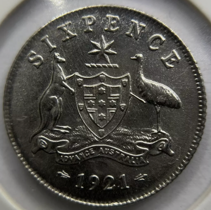 1921 Sixpence Coin - good Extremely Fine dipped