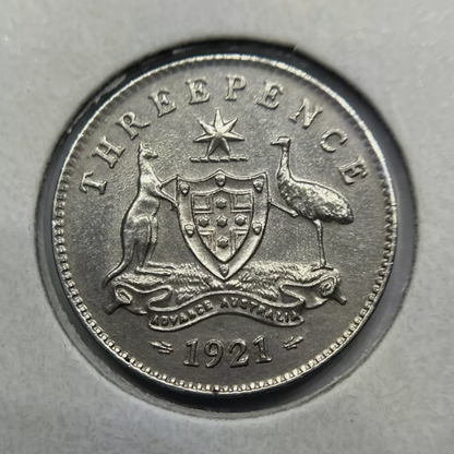 1921 No M Threepence Coin - Uncirculated