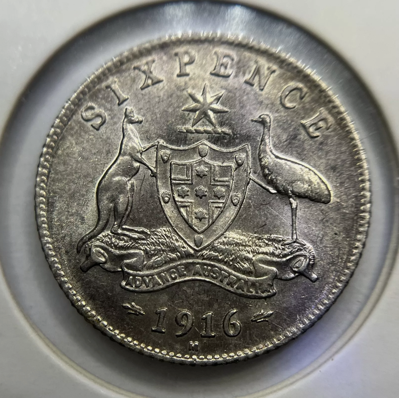 1916 Sixpence Coin - Almost Uncirculated