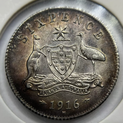 1916 Sixpence Coin -  Virtually Uncirculated
