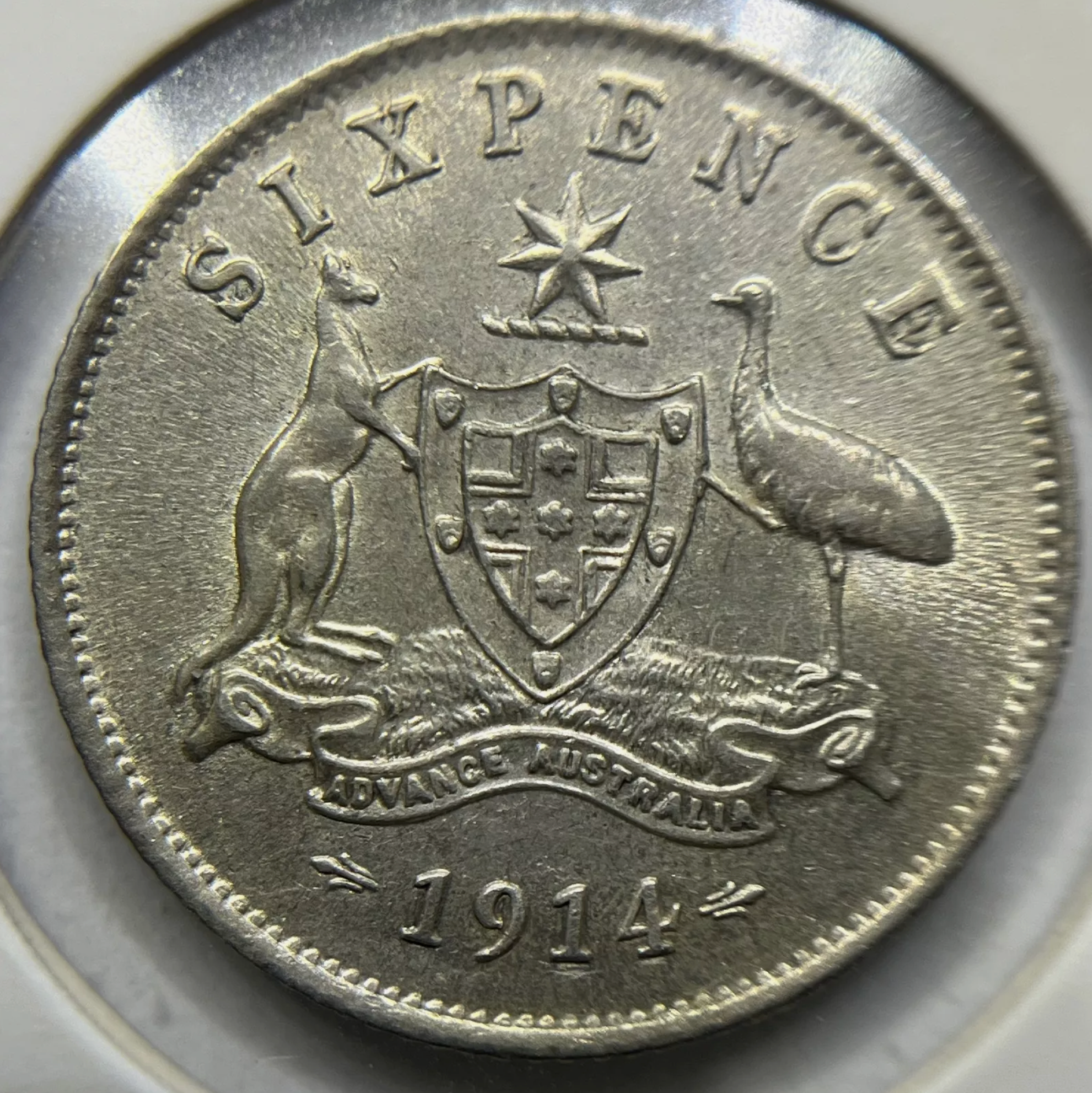 1914 Sixpence Coin - almost Extremely Fine