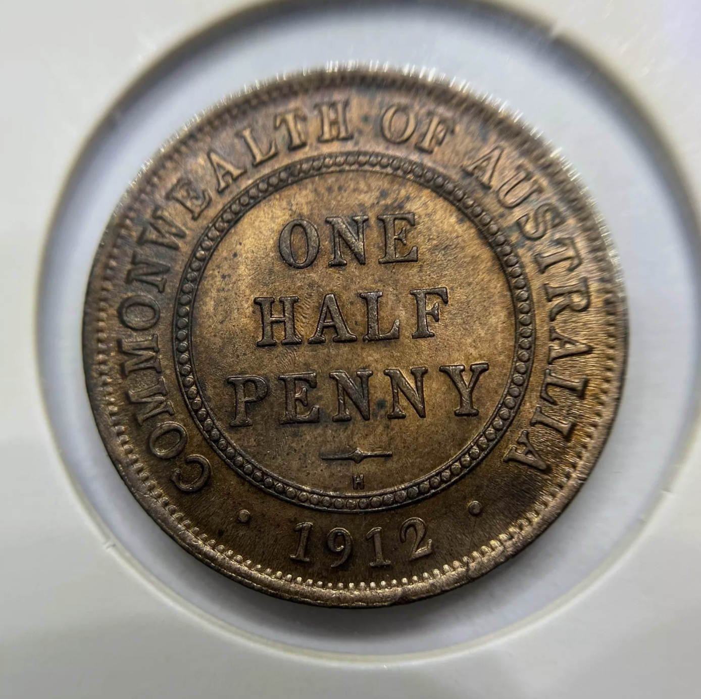 1912 H Half Penny Coin - Choice Uncirculated Lustrous