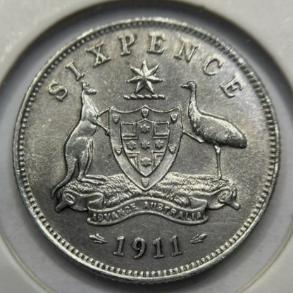1911 Sixpence Coin - Extremely Fine