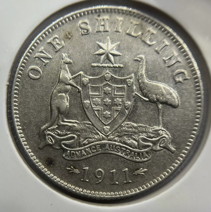 1911 Shilling Coin - Very Fine