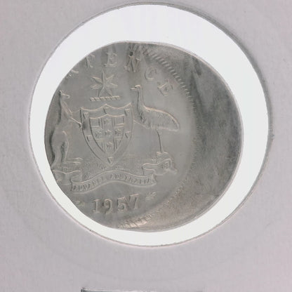 1957 Sixpence Coin - Uncirculated Off Centre 30% Out of Collar Large Error