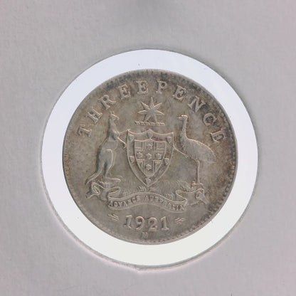 1921 No M Threepence Coin - Uncirculated