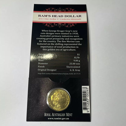 2011 One Dollar - Rams Head - C Mint Mark RAM Card