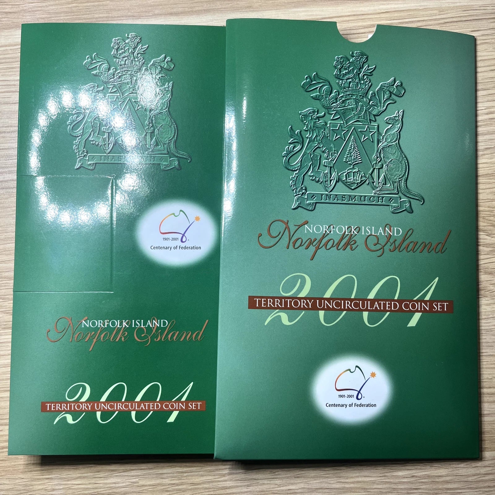 2001 Norfolk Island Three Coin Set - 20c 50c & $1 - Unc in RAM Folder Federation