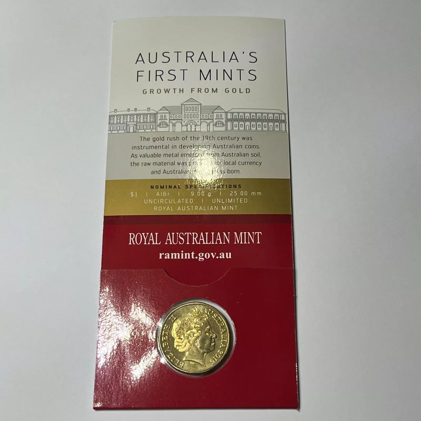 2016 One Dollar - Australia's First Mints - C Mint Mark RAM Card