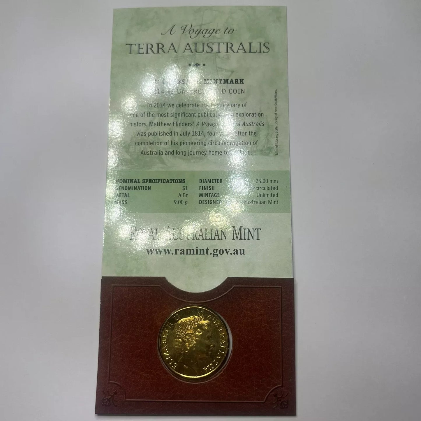 2014 One Dollar - Voyage of Terra Australis - C Mint Mark RAM Card