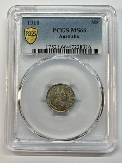 1910 Threepence Coin - PCGS MS66