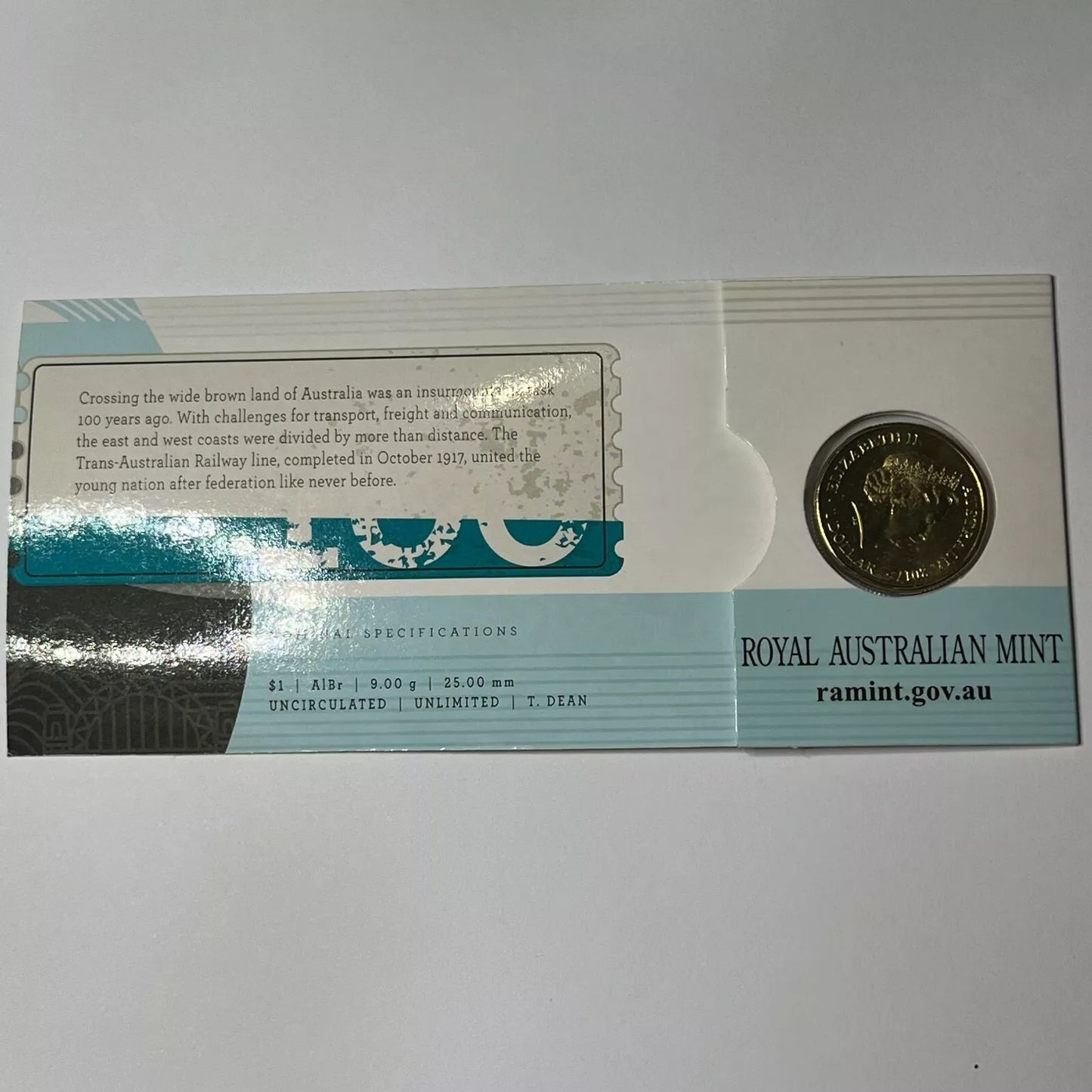 2017 One Dollar - Trans Australian Railway - C Mint Mark RAM Card