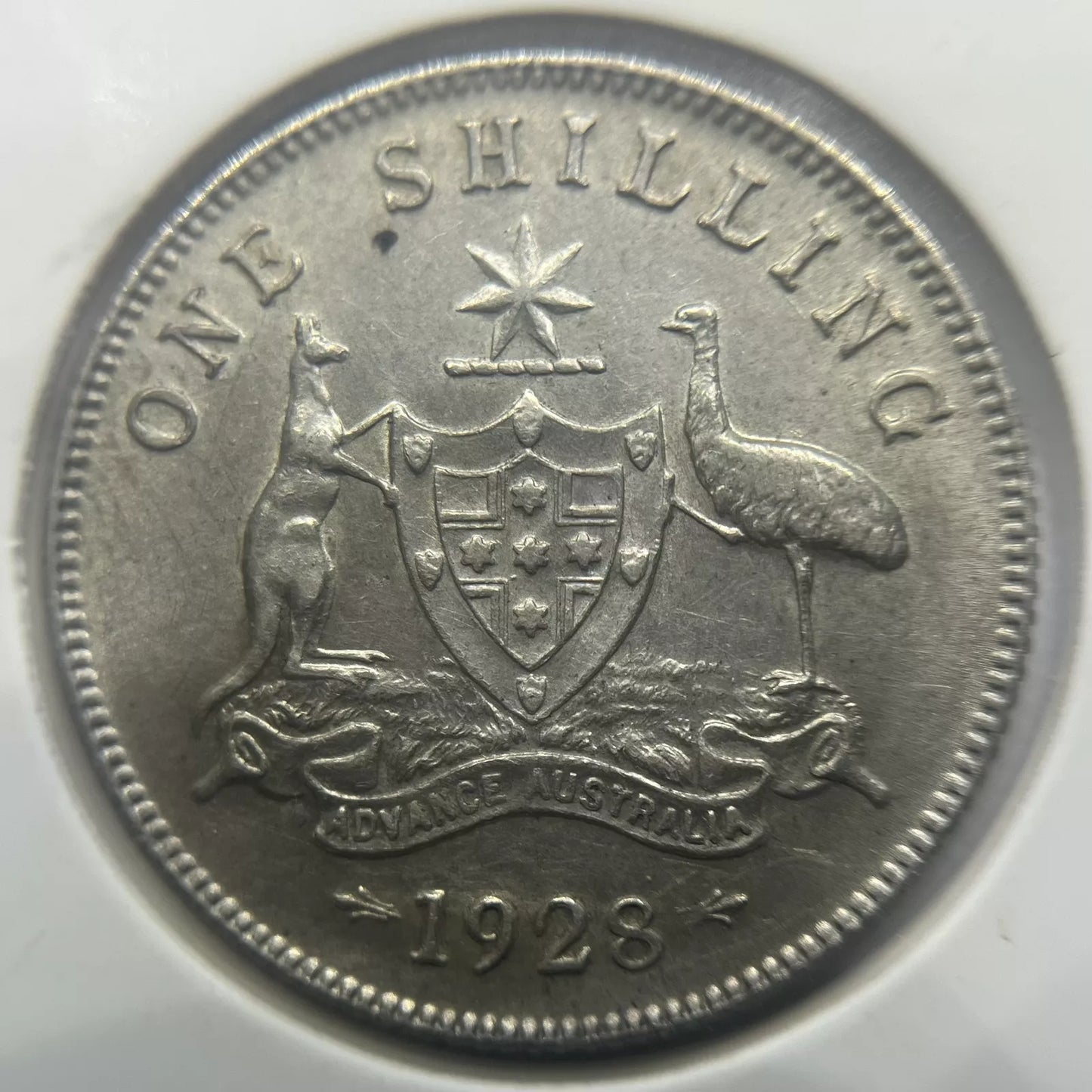 1928 Shilling Coin - almost Extremely Fine