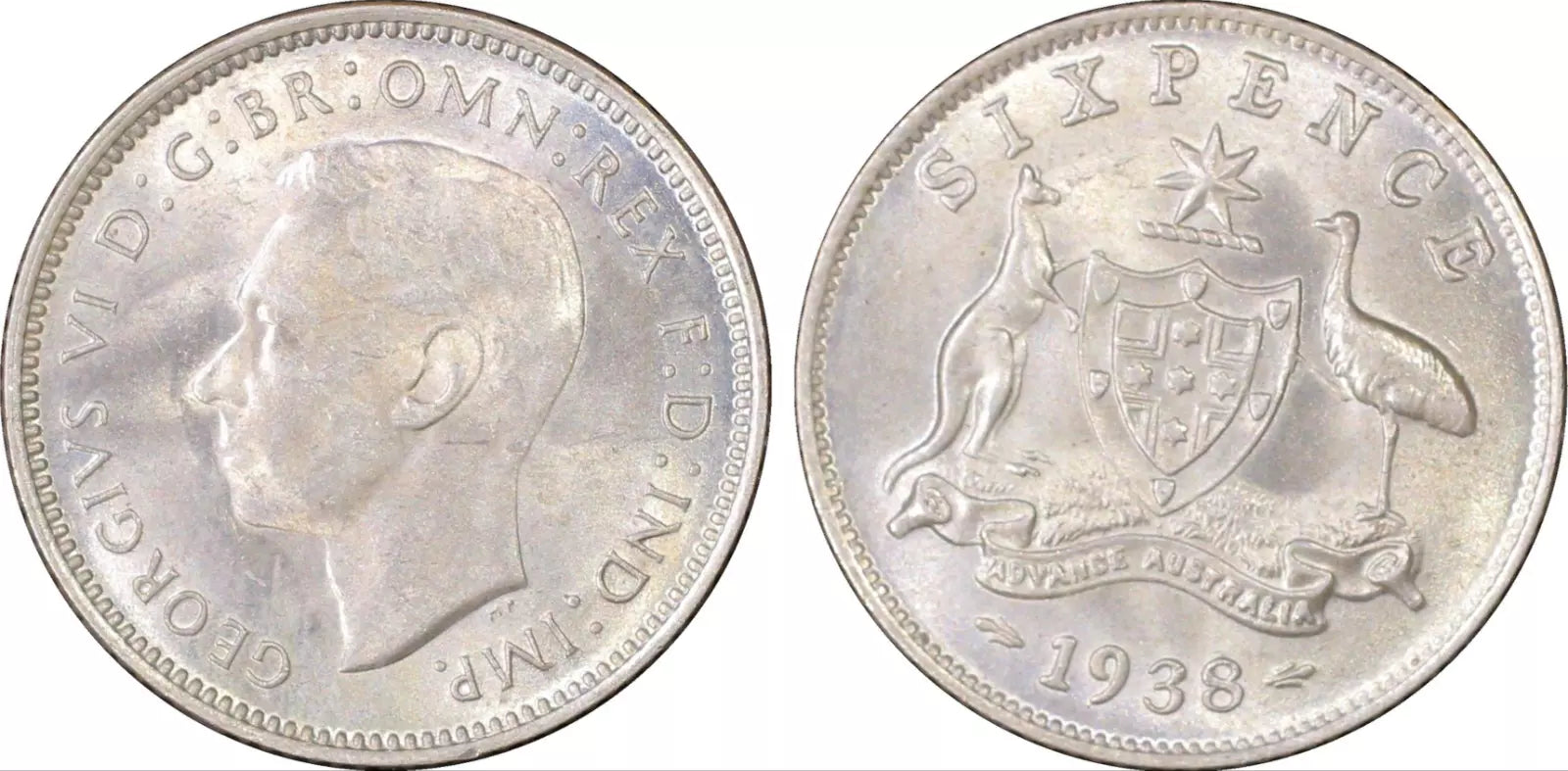 1938 Sixpence Coin - PCGS MS63