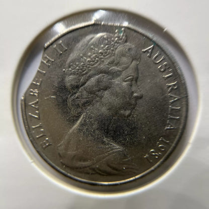 1981 20 Cent Coin - Extremely Fine Double Clipped Rim Bite