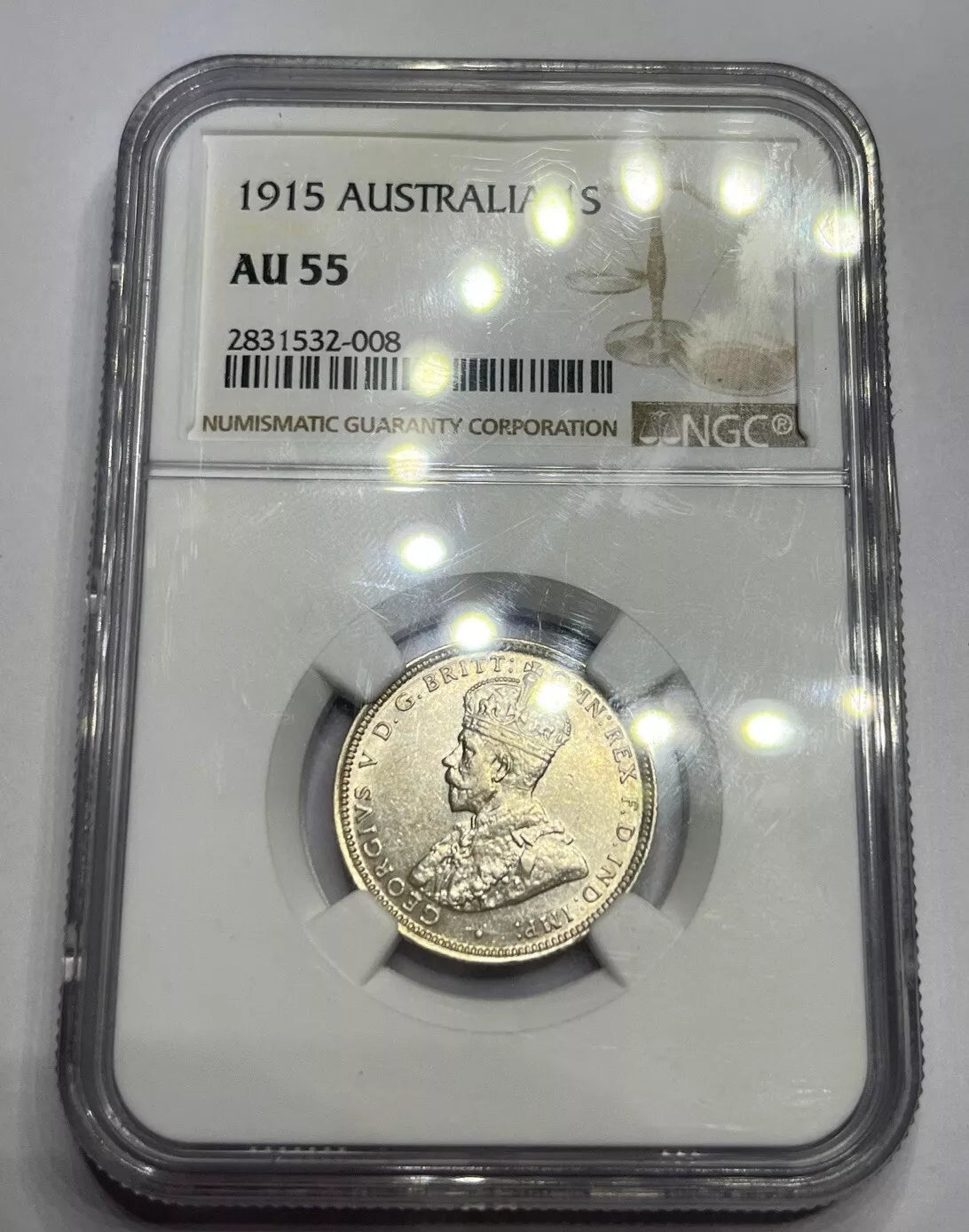 1915 Australian Shilling Coin - NGC AU55 Almost Uncirculated