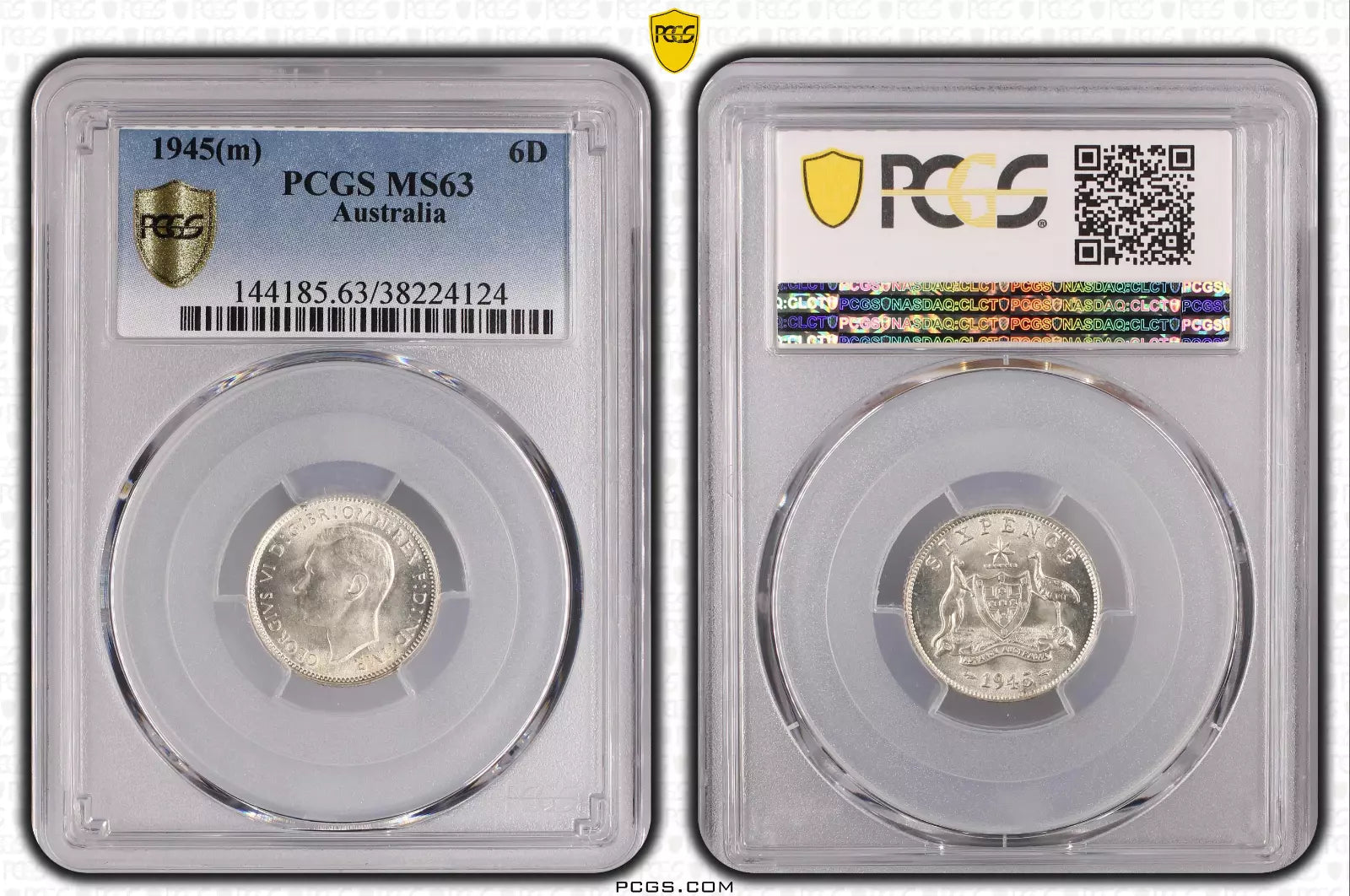1945m Sixpence Coin - PCGS MS63