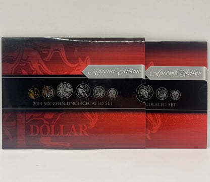 2014 Mint Year Coin Set - Special Edition Coloured $1 - 6 Uncirculated RAM