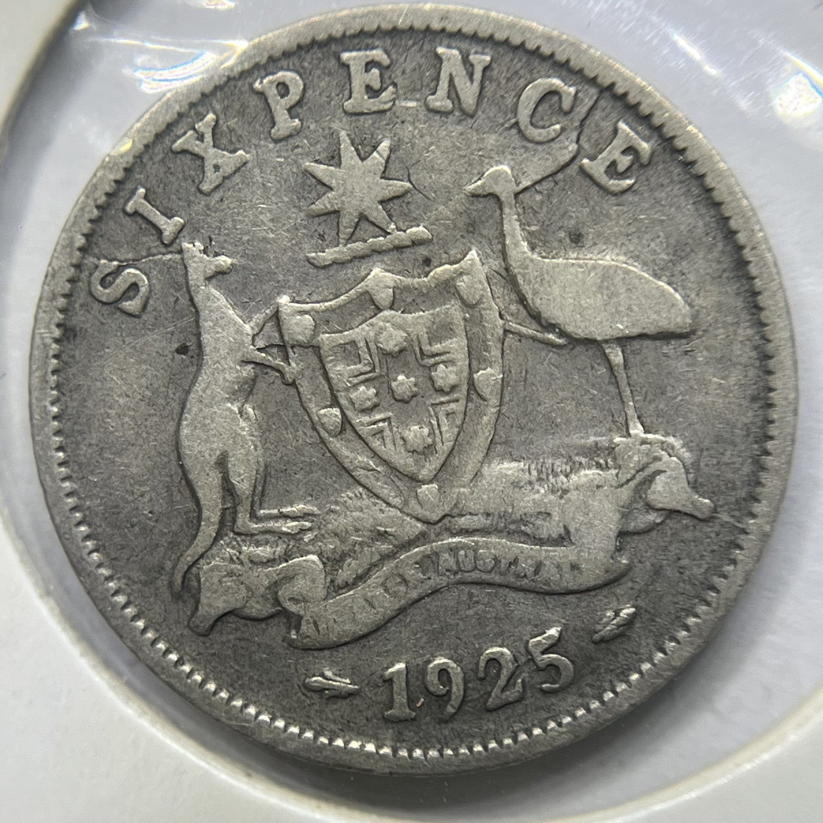 1925 Sixpence Error Coin - Die Crack - Silver George V Predecimal