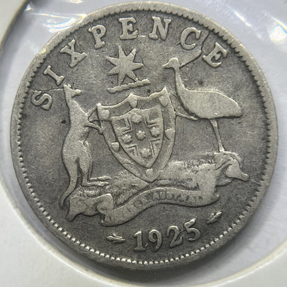 1925 Sixpence Error Coin - Die Crack - Silver George V Predecimal