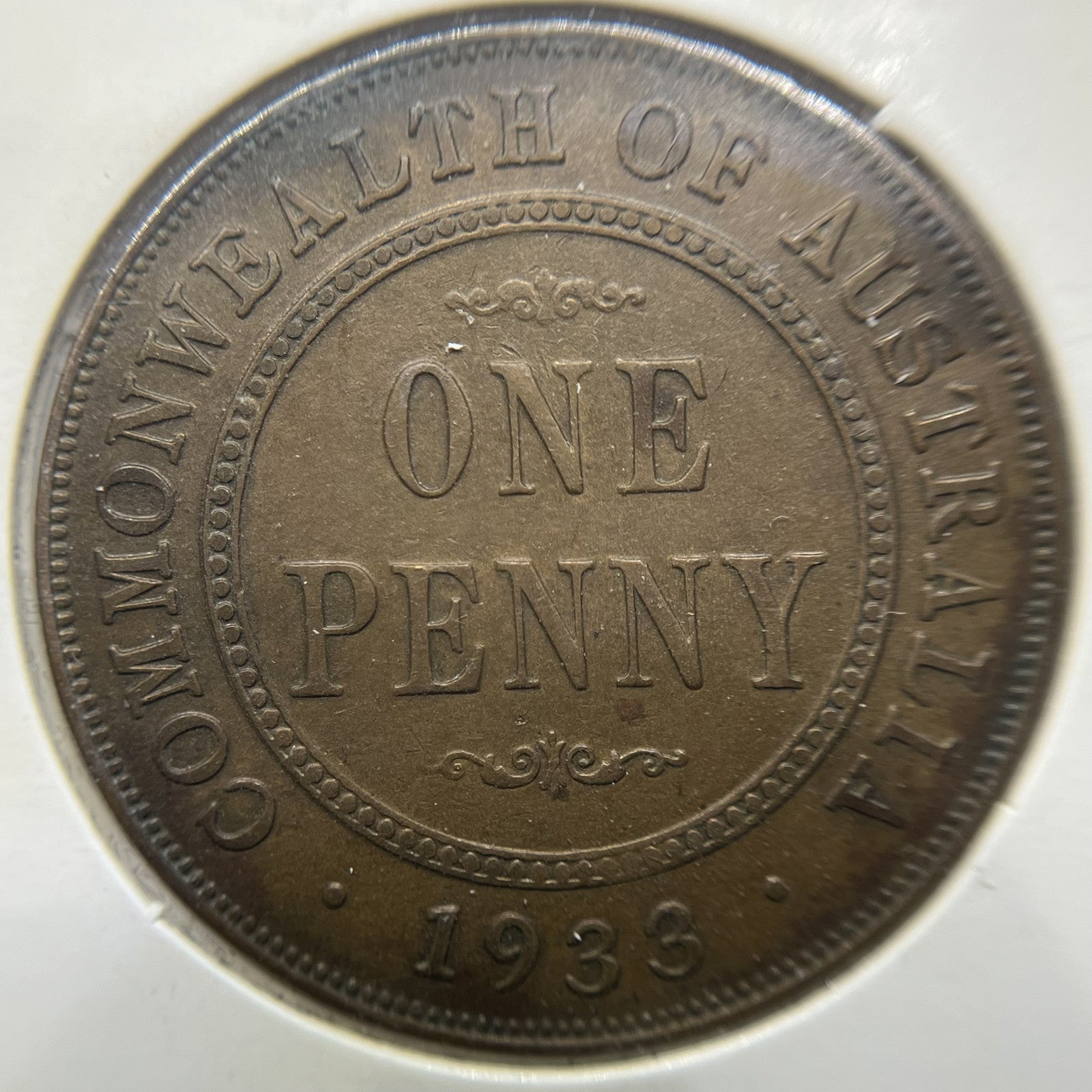 1933 Overdate Penny Error Coin - good Very Fine - George V Predecimal