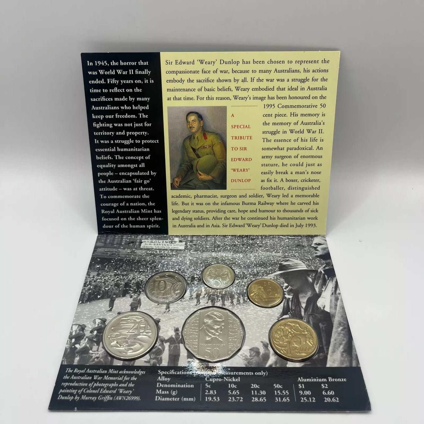 1995 Mint Year Coin Set - 50th Anniversary of End of WWII