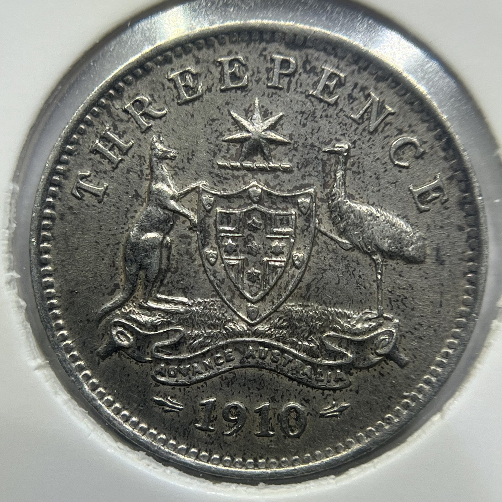 1910 Threepence Coin - almost Extremely Fine - Edward VII Silver First Year