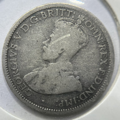 1925 Sixpence Error Coin - Die Crack - Silver George V Predecimal