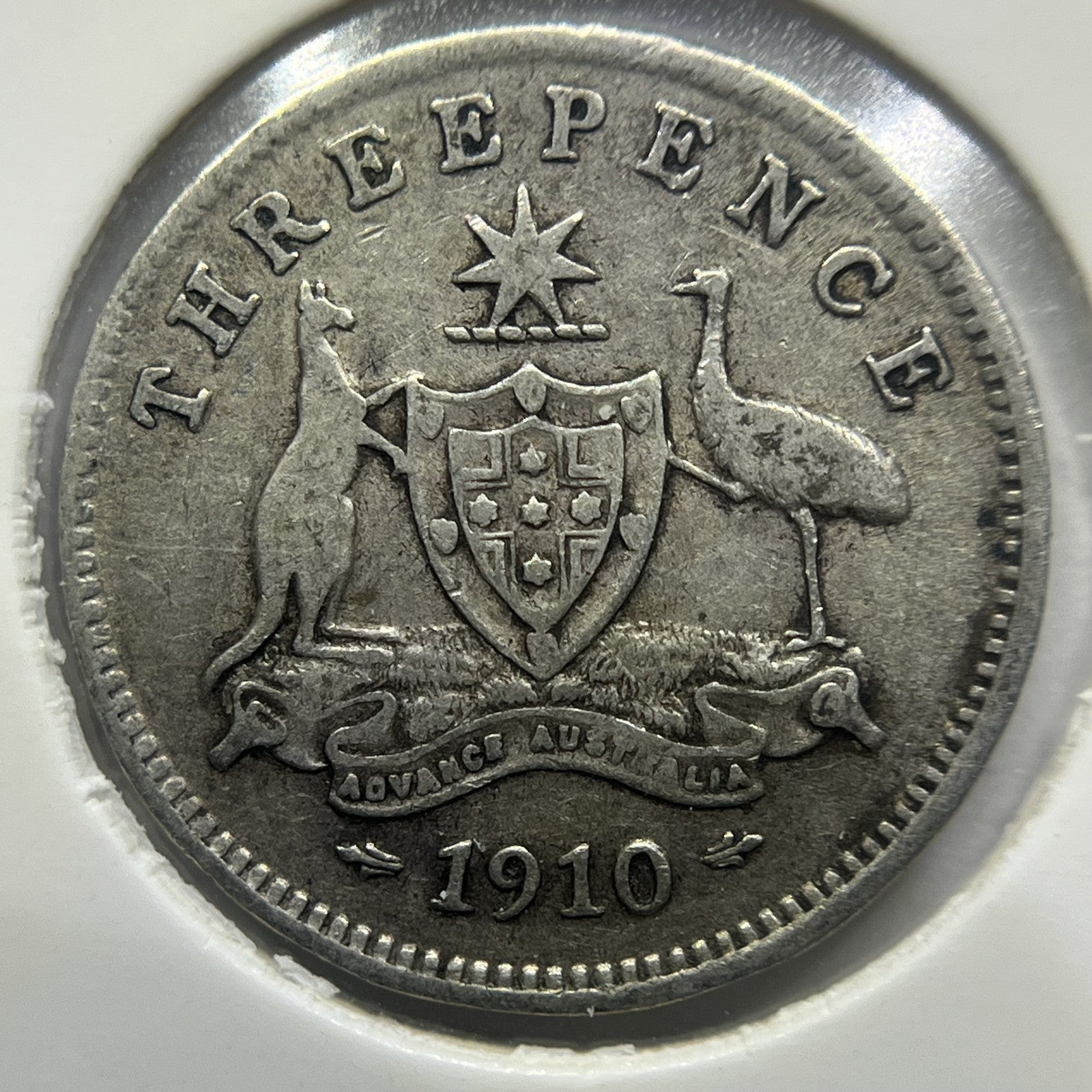 1910 Threepence Coin - almost Very Fine - Edward VII Silver First Year