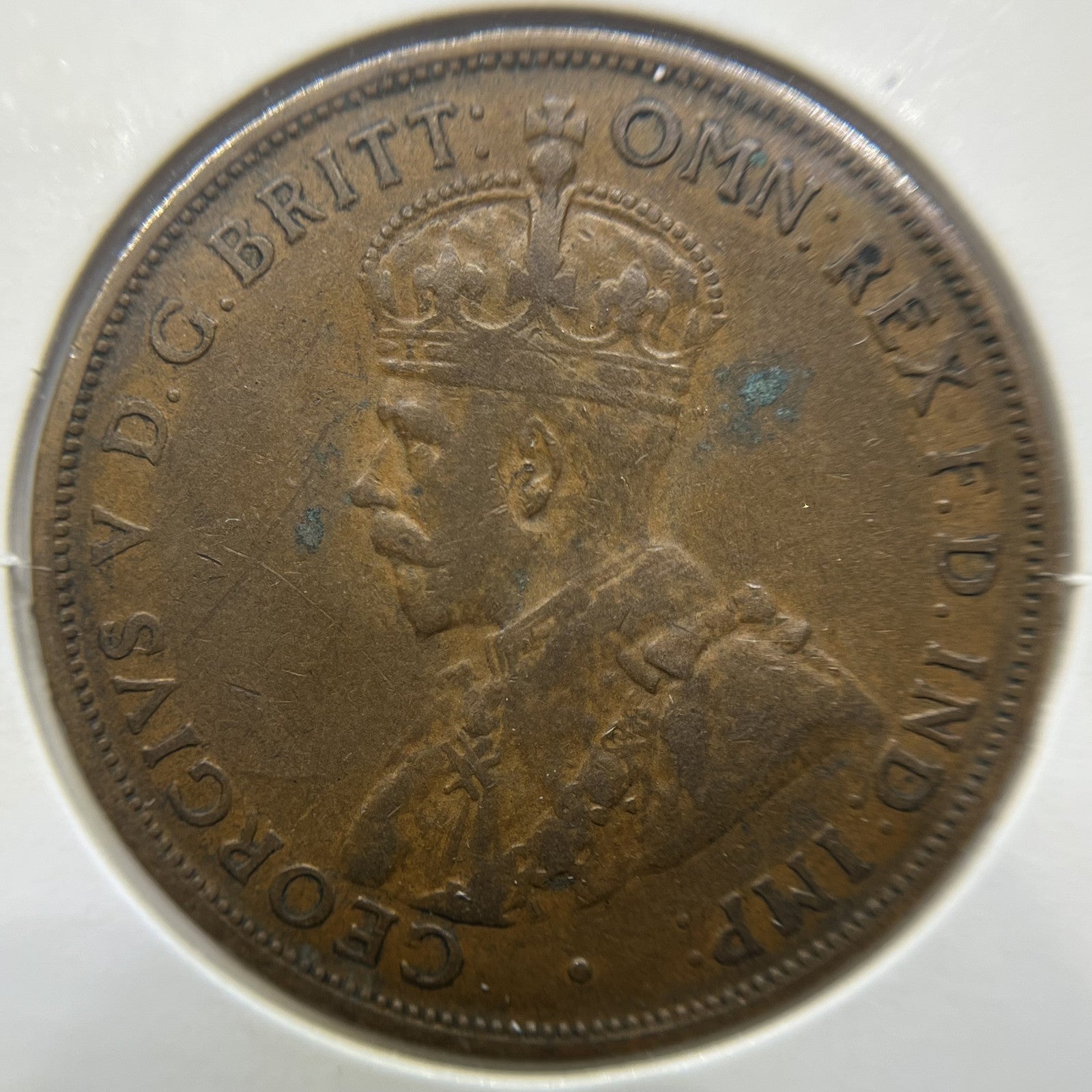 1933 Overdate Penny Error Coin - good Fine - George V Predecimal
