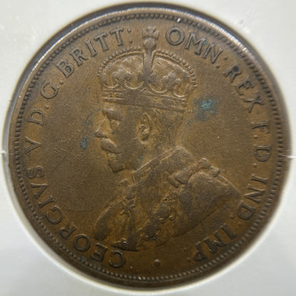 1933 Overdate Penny Error Coin - good Fine - George V Predecimal