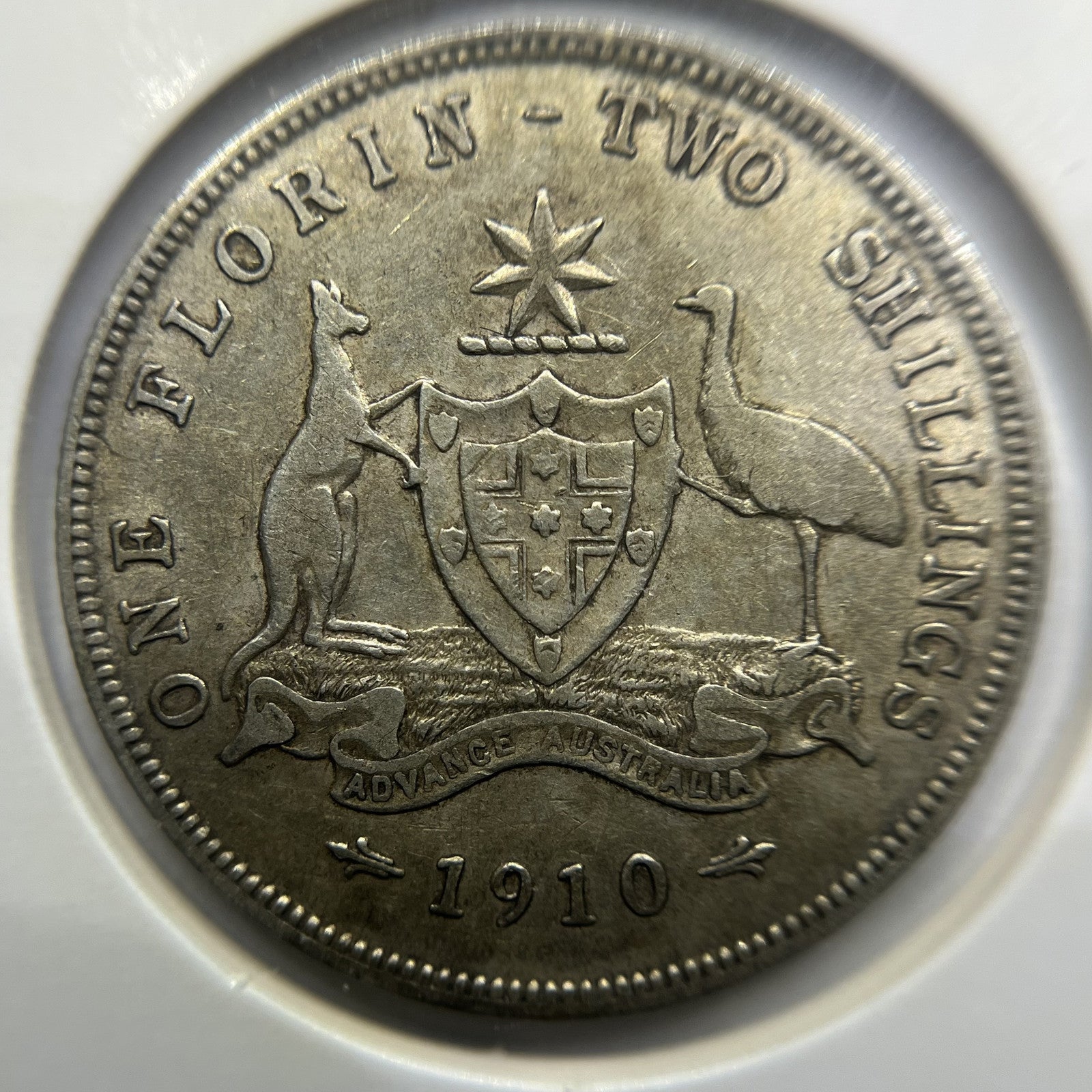 1910 Florin Coin - Very Fine - Edward VII Silver Predecimal First Year