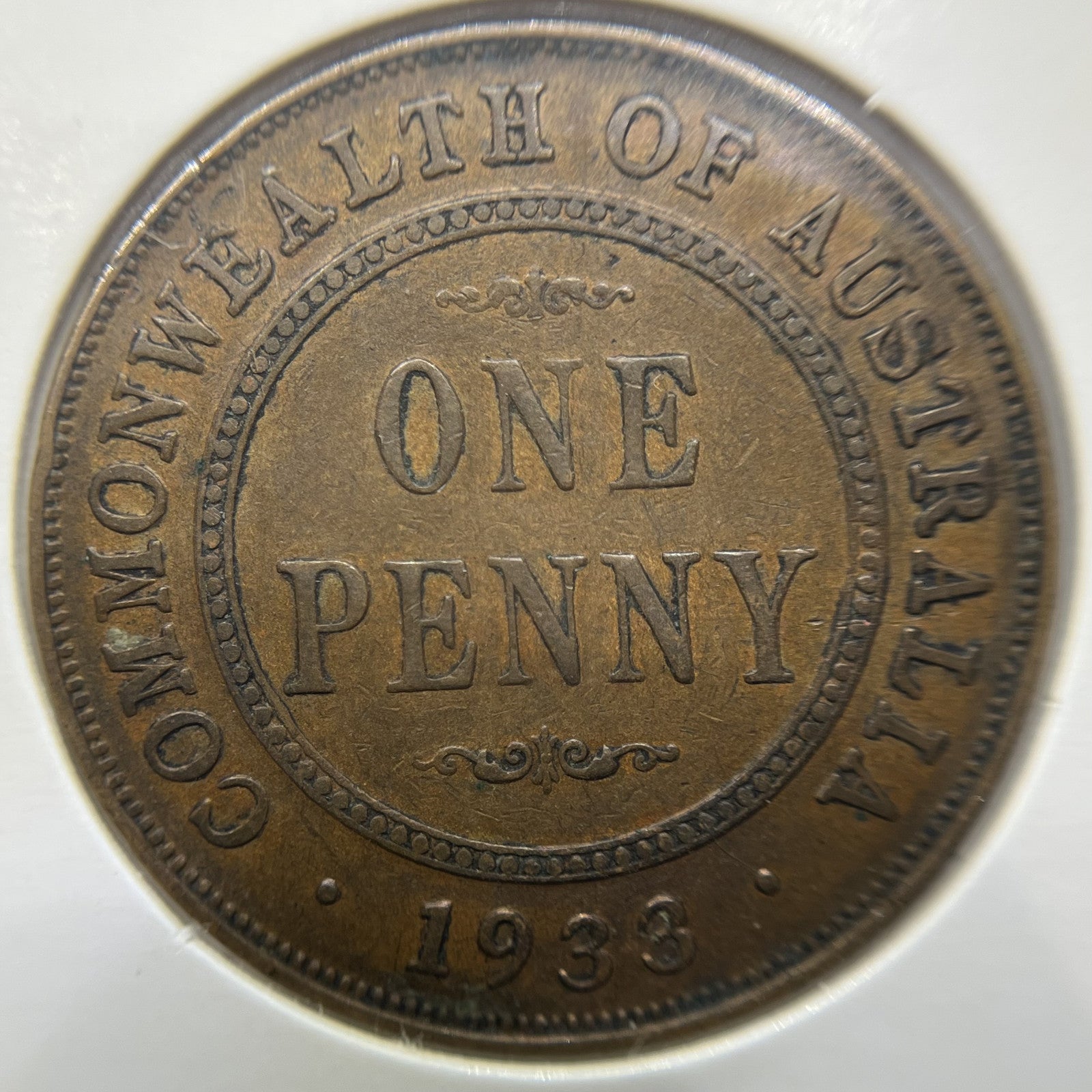 1933 Overdate Penny Error Coin - good Fine - George V Predecimal