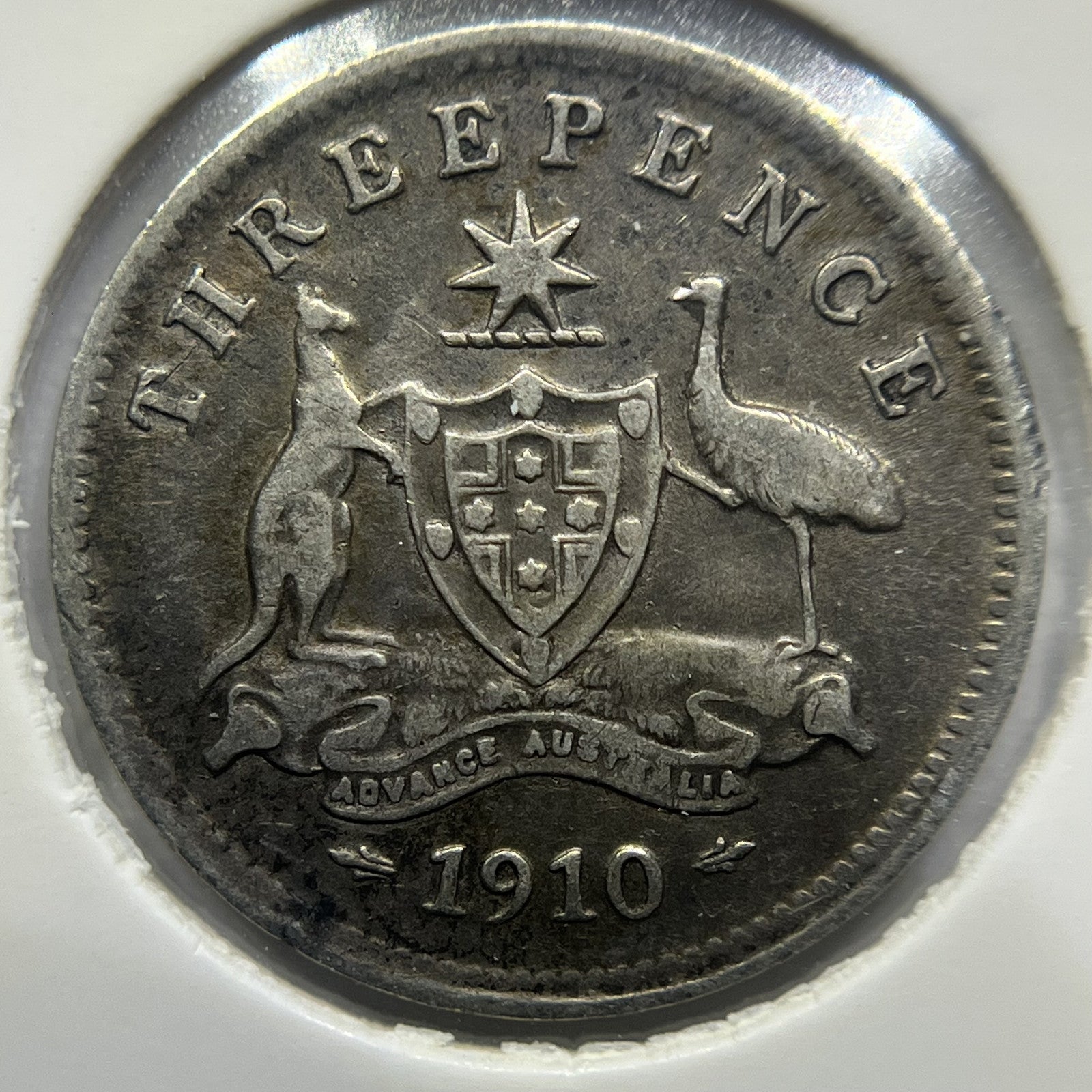 1910 Threepence Coin - almost Very Fine - Edward VII Silver First Year