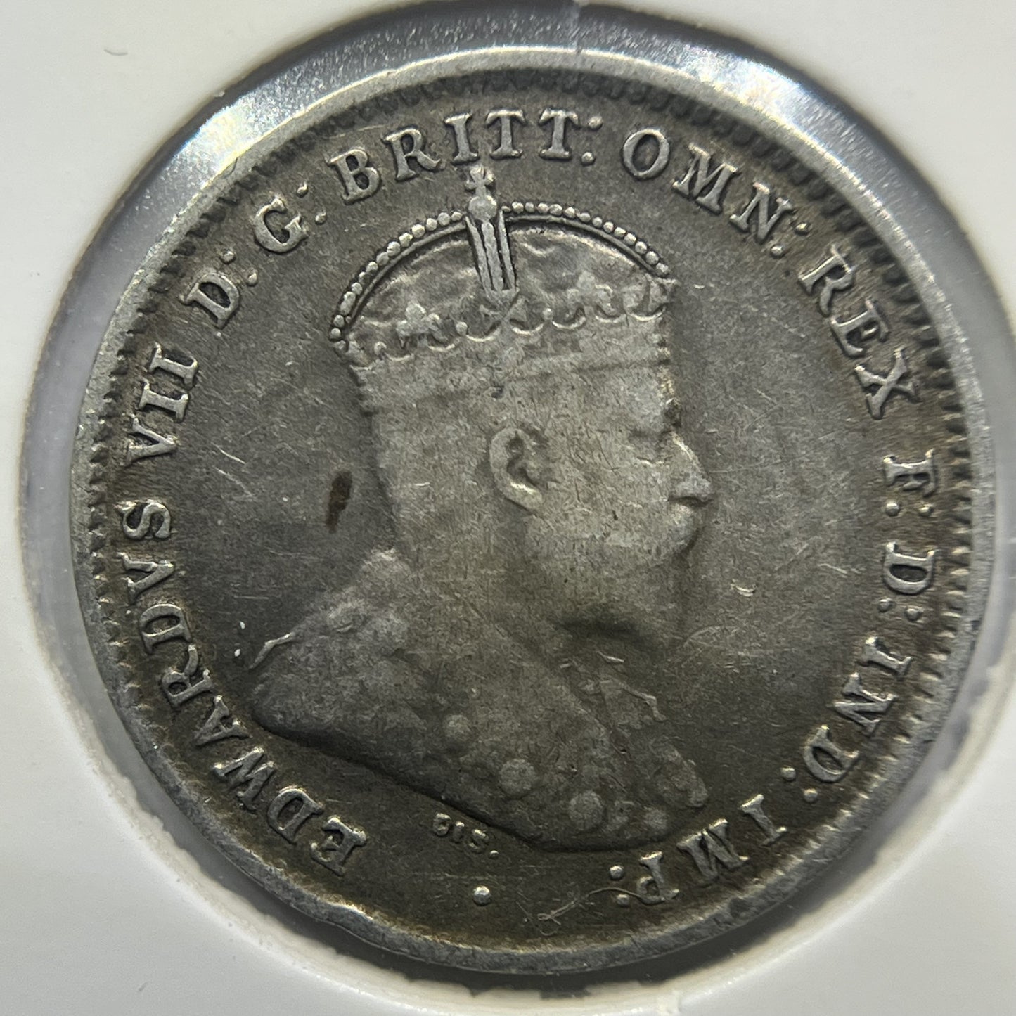 1910 Threepence Coin - almost Very Fine - Edward VII Silver First Year