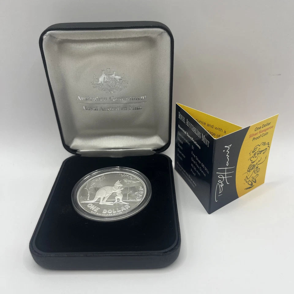 2007 Silver One Dollar Coin - Rolf Harris Kangaroo - Proof RAM Case
