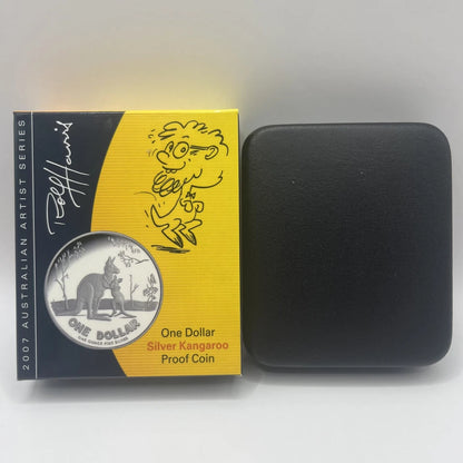2007 Silver One Dollar Coin - Rolf Harris Kangaroo - Proof RAM Case