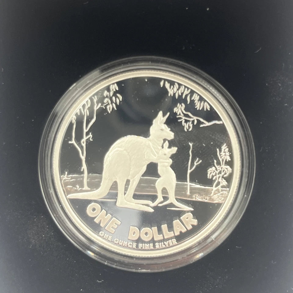 2007 Silver One Dollar Coin - Rolf Harris Kangaroo - Proof RAM Case
