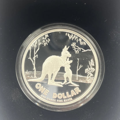 2007 Silver One Dollar Coin - Rolf Harris Kangaroo - Proof RAM Case