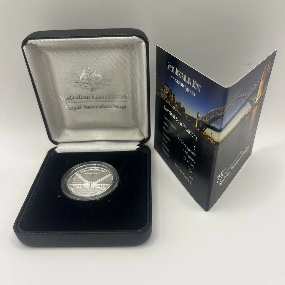 2007 Silver One Dollar - 75th Anniversary Sydney Harbour Bridge - Proof RAM Case