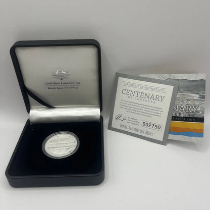 2013 Silver Five Dollar Coin - Centenary Canberra - Proof RAM Case
