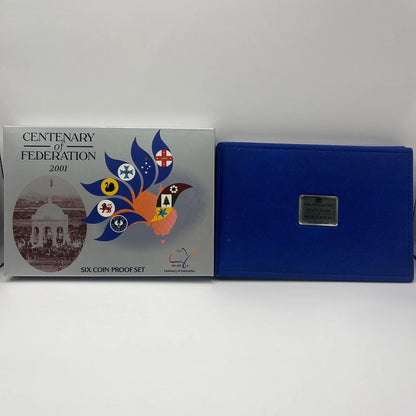 2001 Proof Coin Set - Centenary of Federation - Coloured Scarce RAM Case